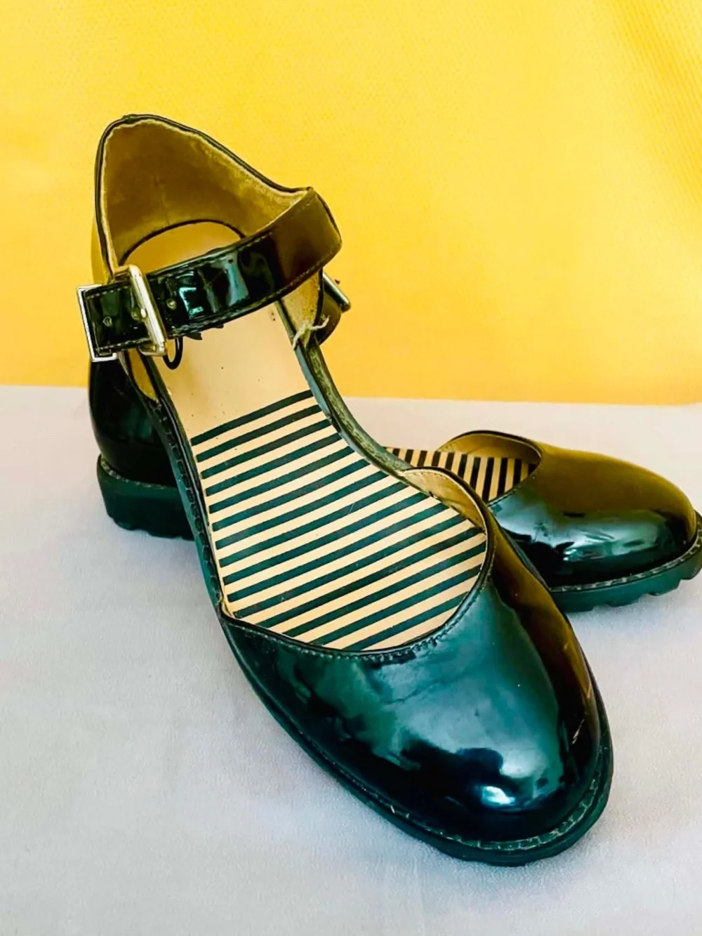 Black Patent Mary Jane Flats T Strap Shoes Goth Emo chick 8